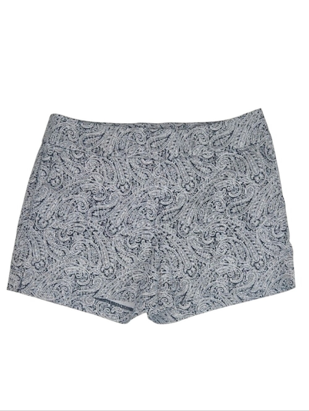 Paisley Dress Shorts Classic Stretch Shorts Women's XL Black White Preppy Print